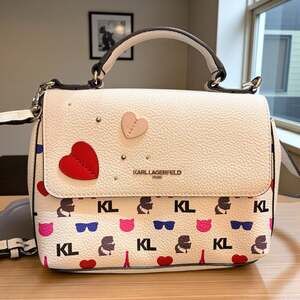 Karl Lagerfeld Paris Reina Top-Handle Satchel Crossbody Bag Multi-White